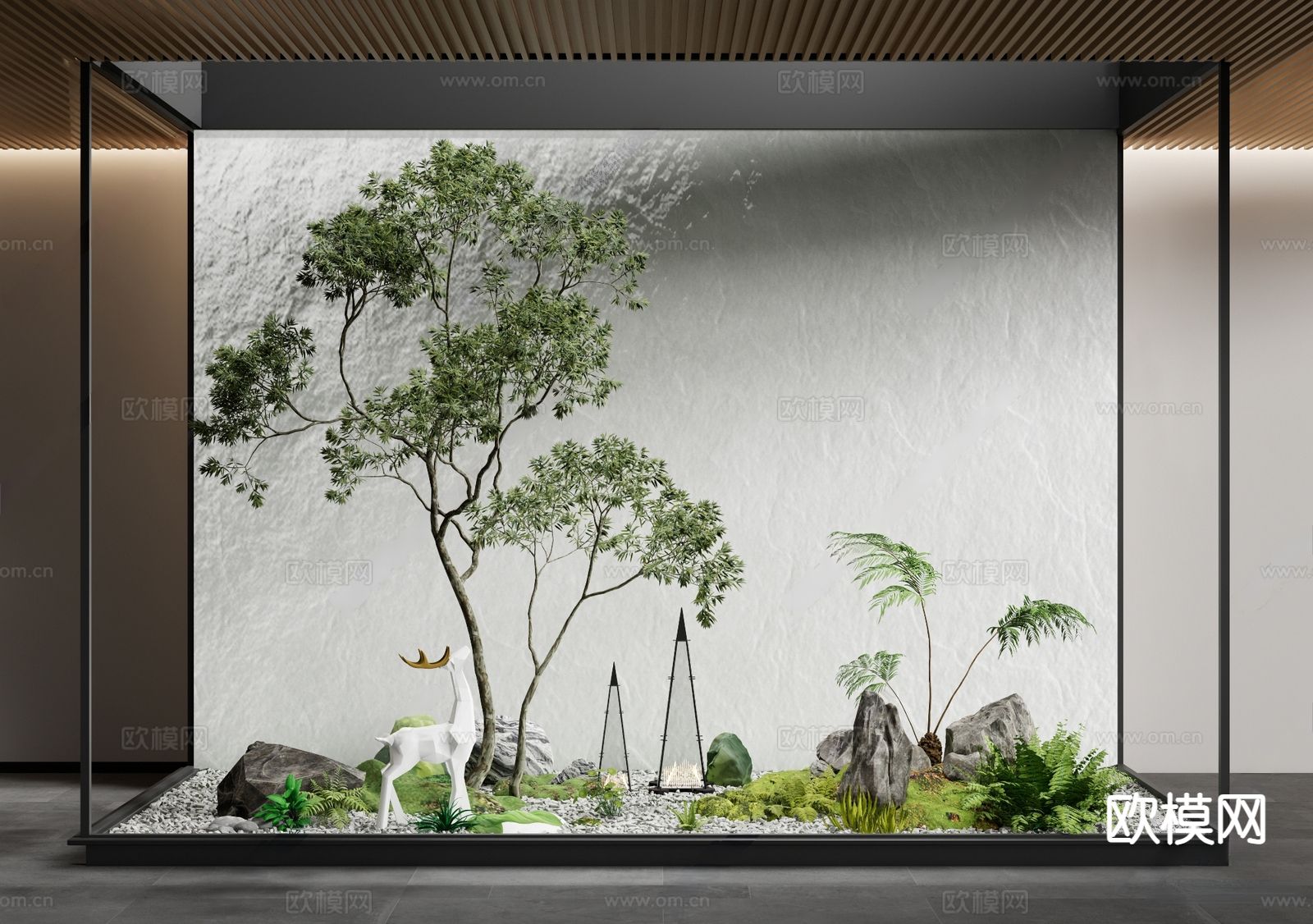 室内景观造景 天井造景 室内植物 植物堆3d模型