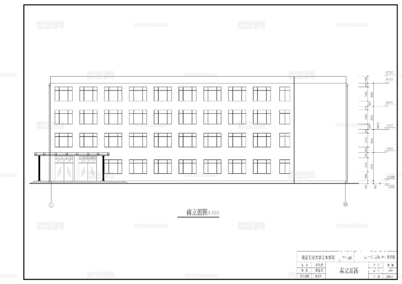 4層職教樓 教學(xué)樓CAD施工圖下載(渲染圖5)