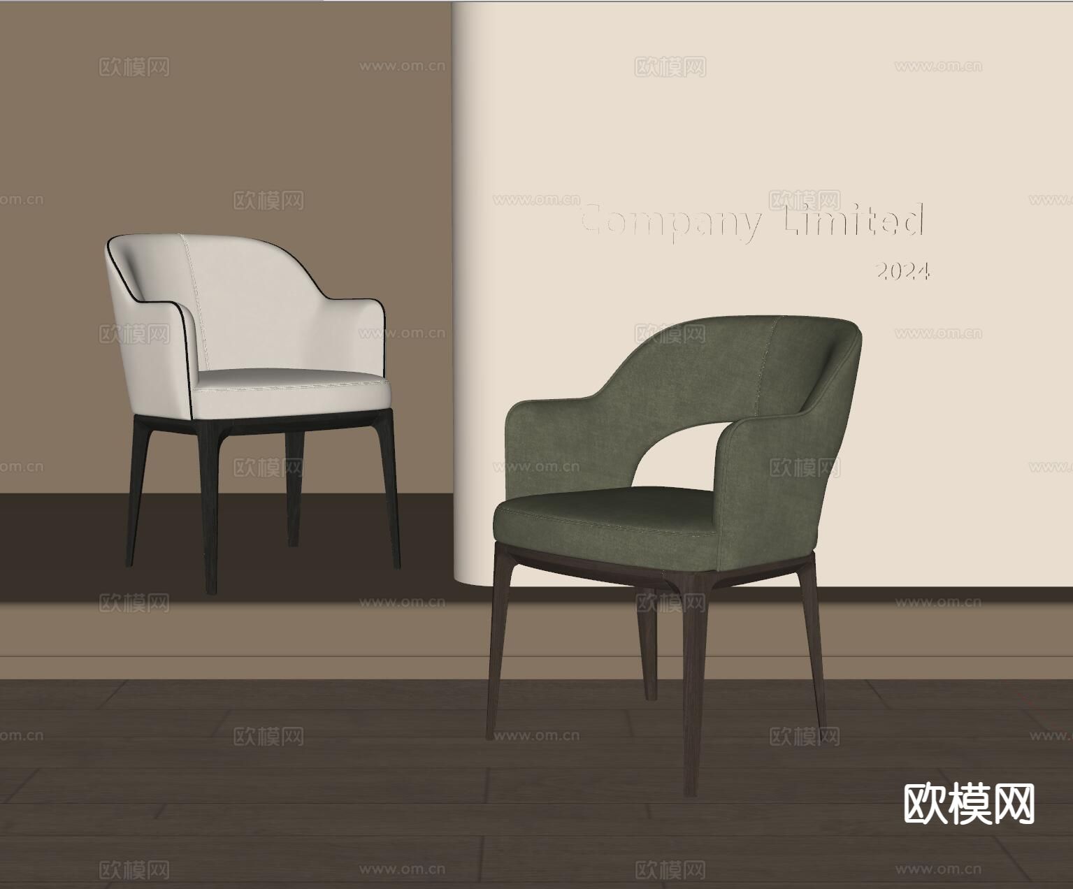 现代单椅 餐椅su模型下载（渲染图1）