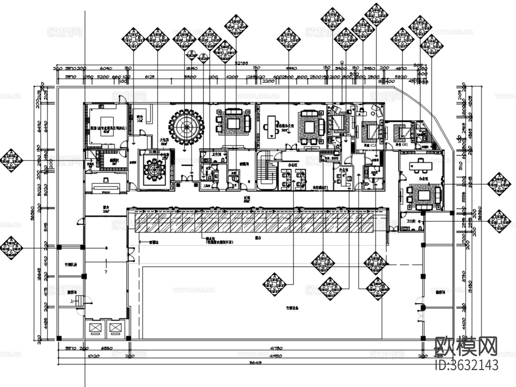 深圳坂田酒店接待会所包房办公室cad施工图下载（渲染图5）