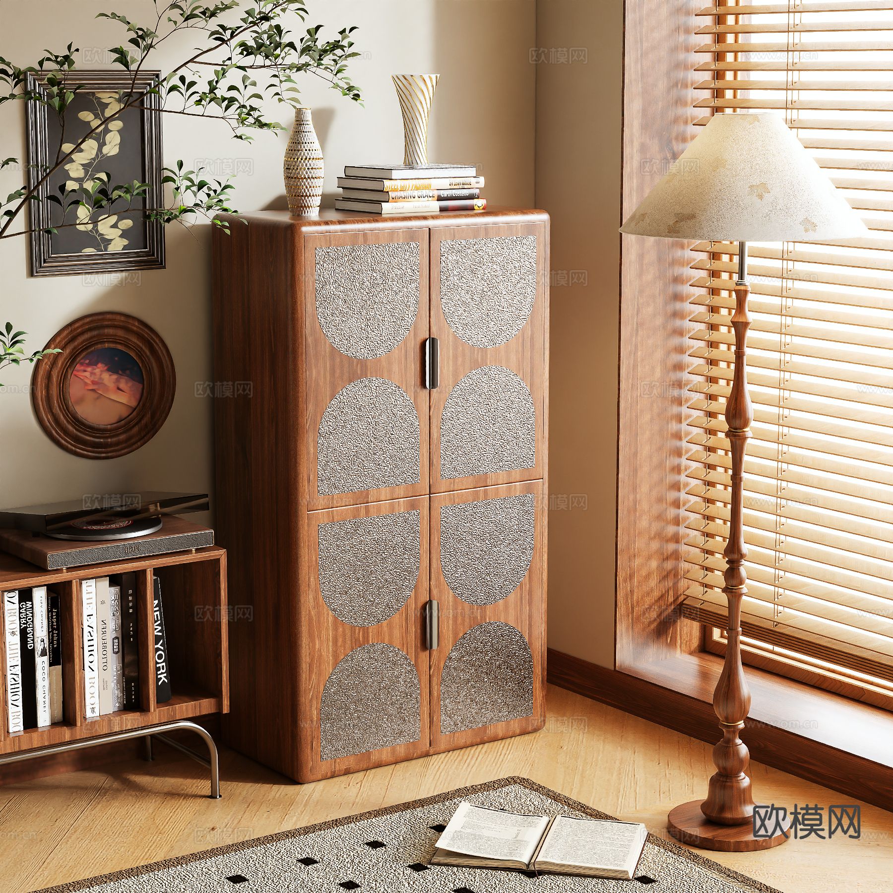 中古风储物柜3d模型下载