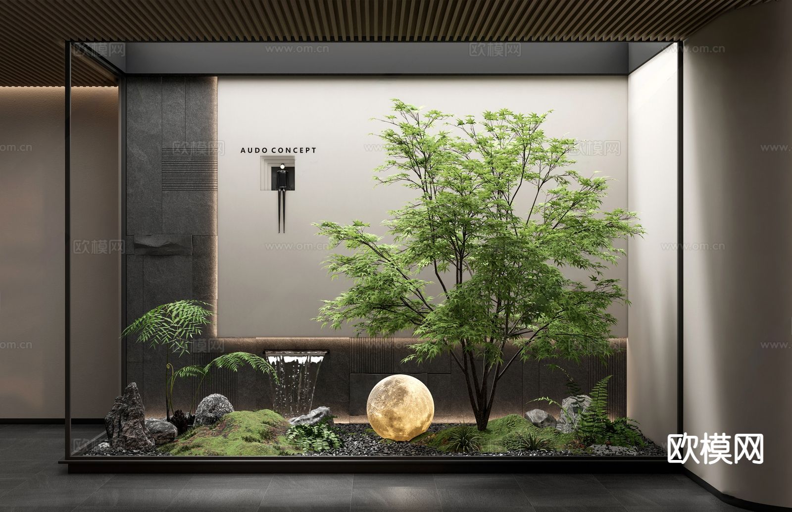 天井景观造景 室内造景 植物堆3d模型