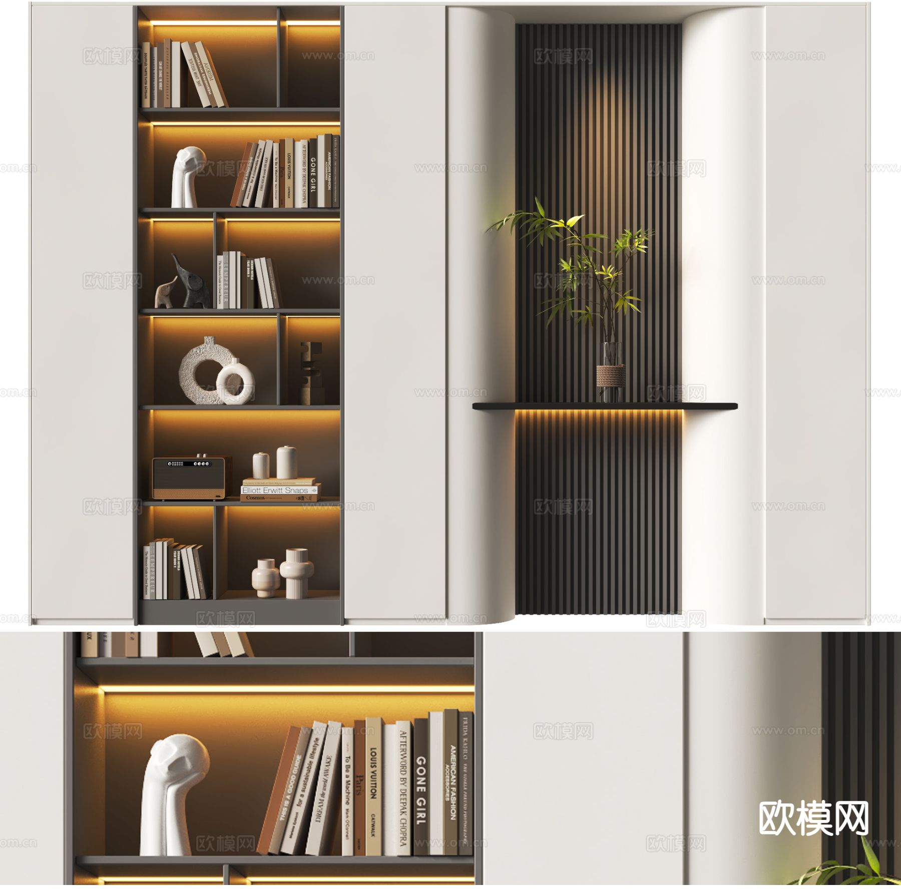 现代书柜su模型下载（渲染图2）