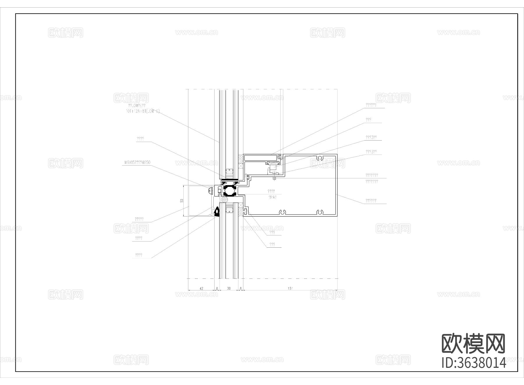 单元幕墙cad节点图下载（渲染图2）