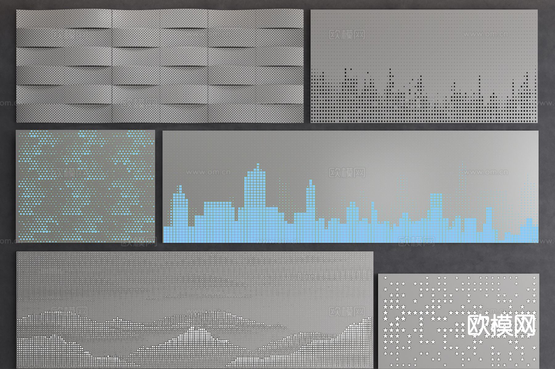 现代铝板 穿孔板 冲孔板 镂空板3d模型