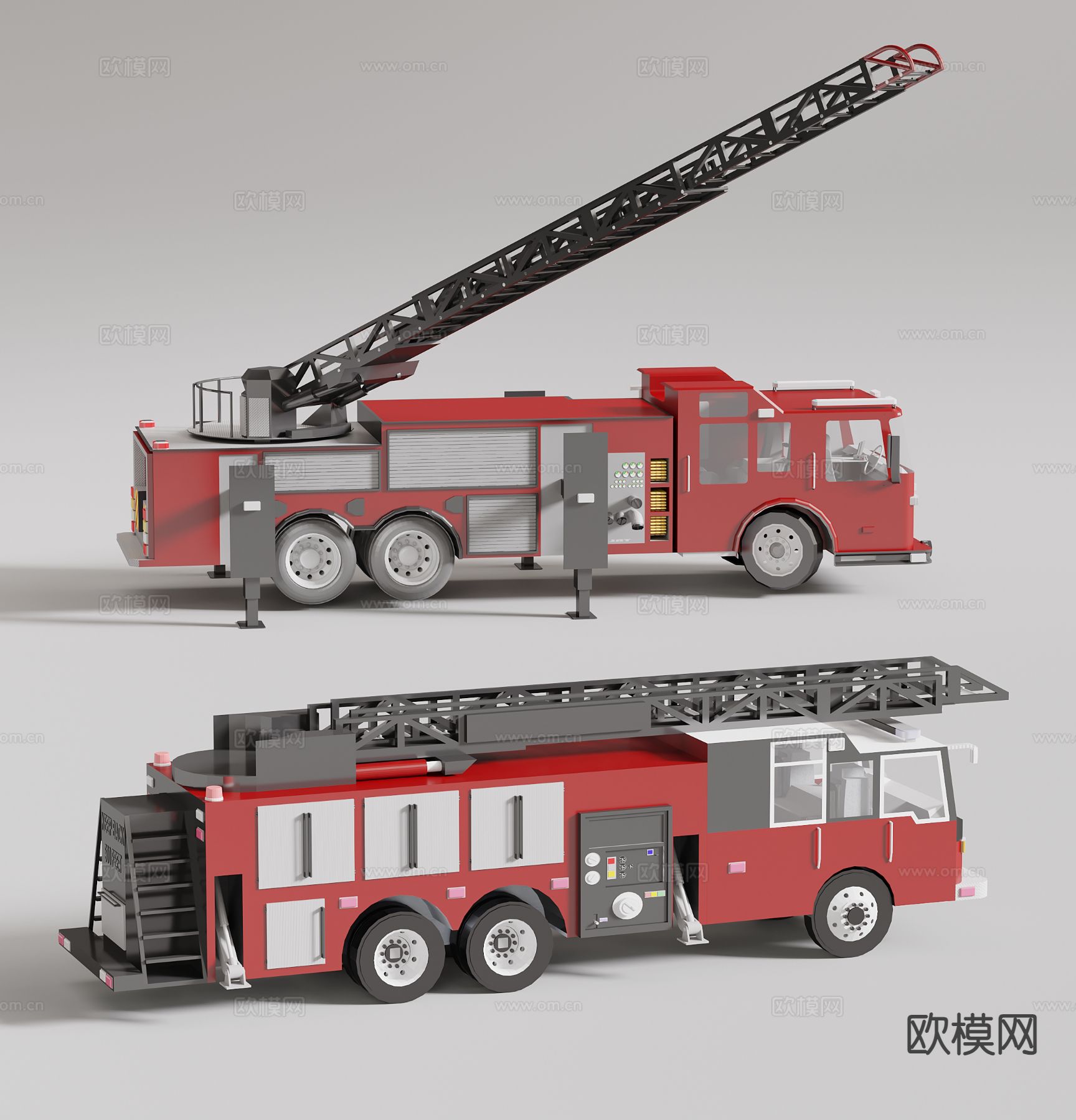 消防车 救援车 云梯车 机动车3d模型下载