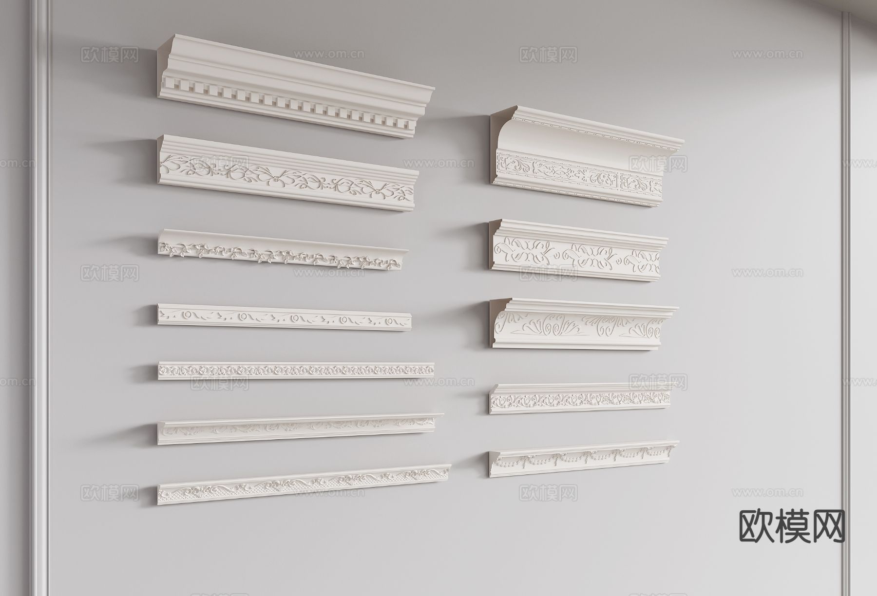 法式雕花线条 石膏线 线条组合3d模型下载