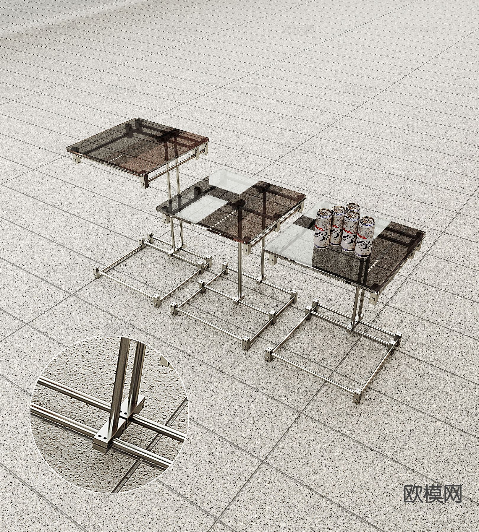 中古风极简边几su模型下载（渲染图2）