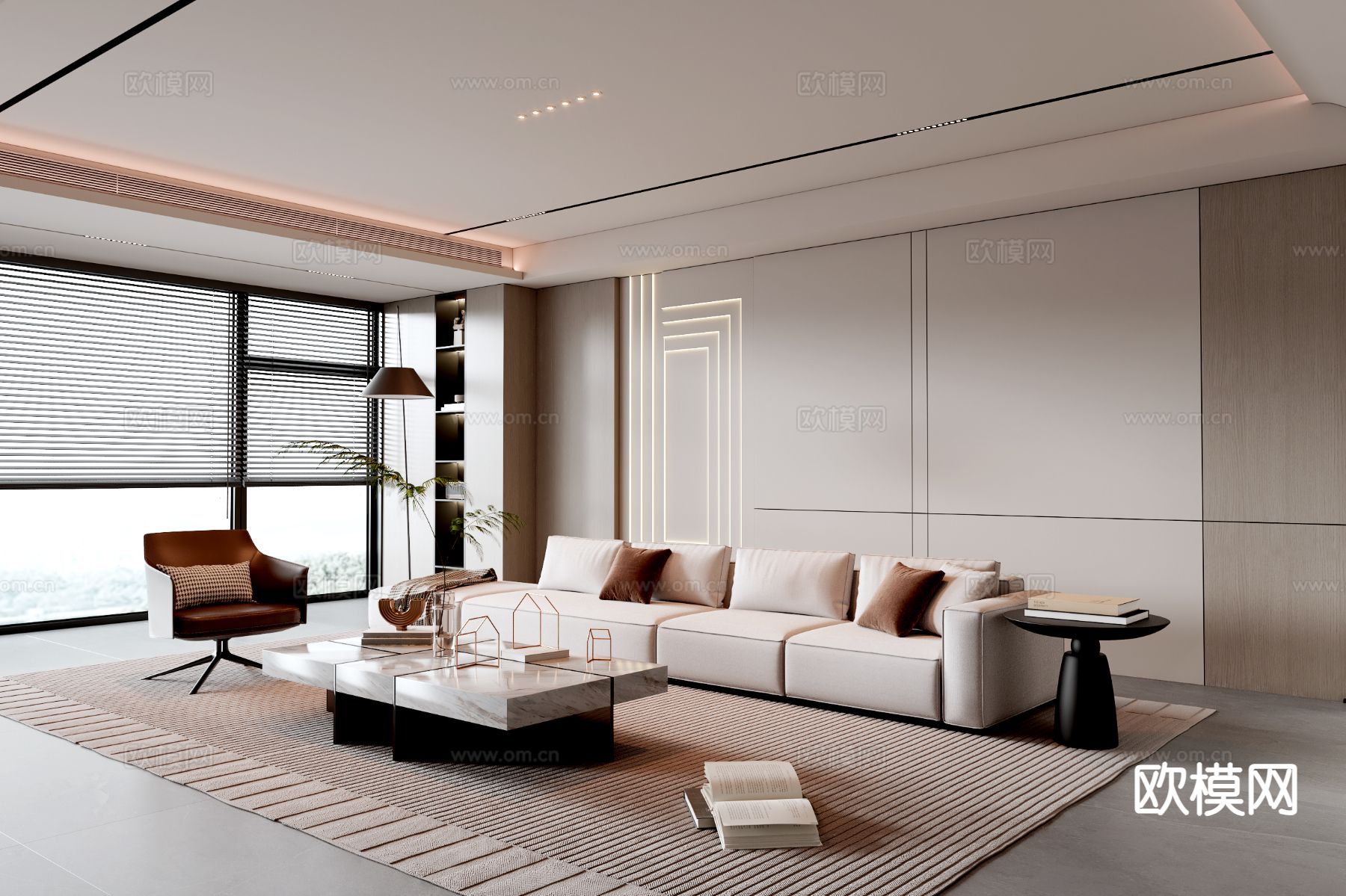 现代客厅3d模型下载