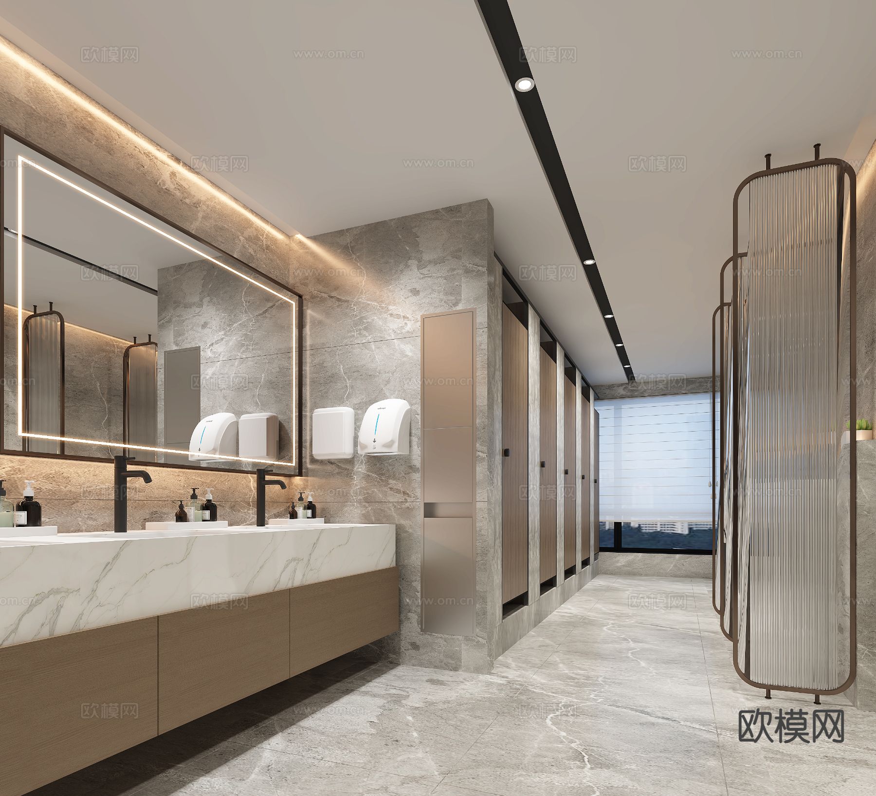 现代公共卫生间3d模型下载