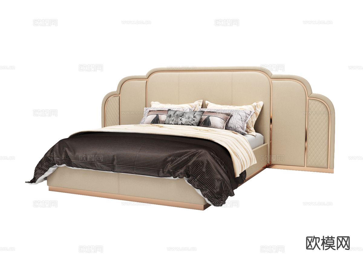 visionnaire轻奢双人床3d模型下载（渲染图1）