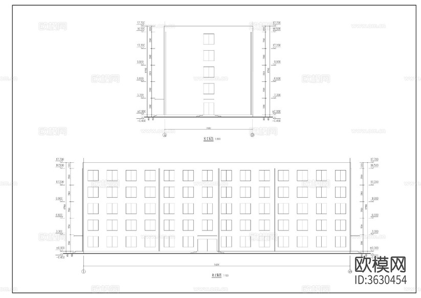 教學(xué)樓建筑cad施工圖下載(渲染圖6)