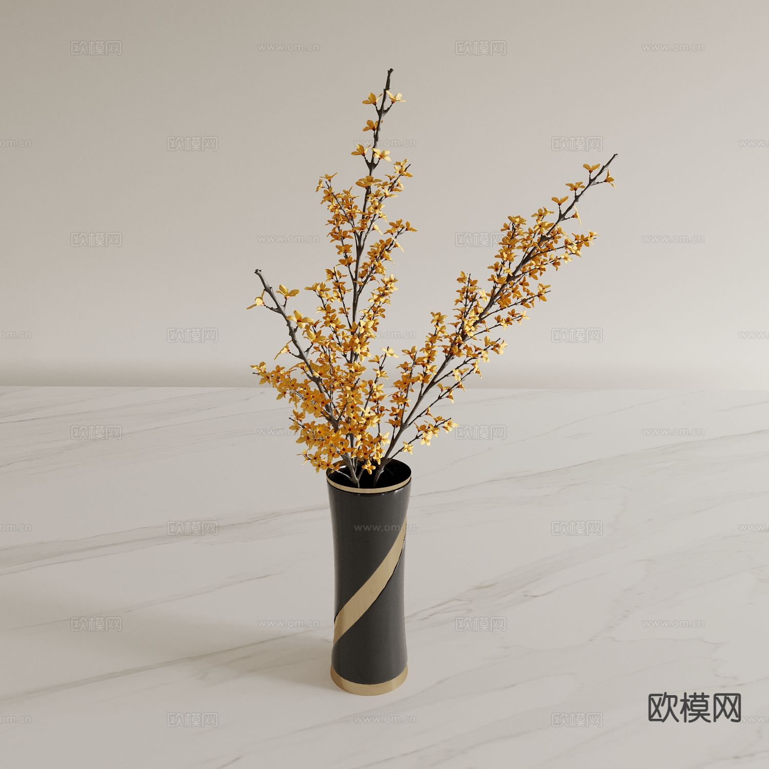 花瓶 花艺 干花 插花3d模型