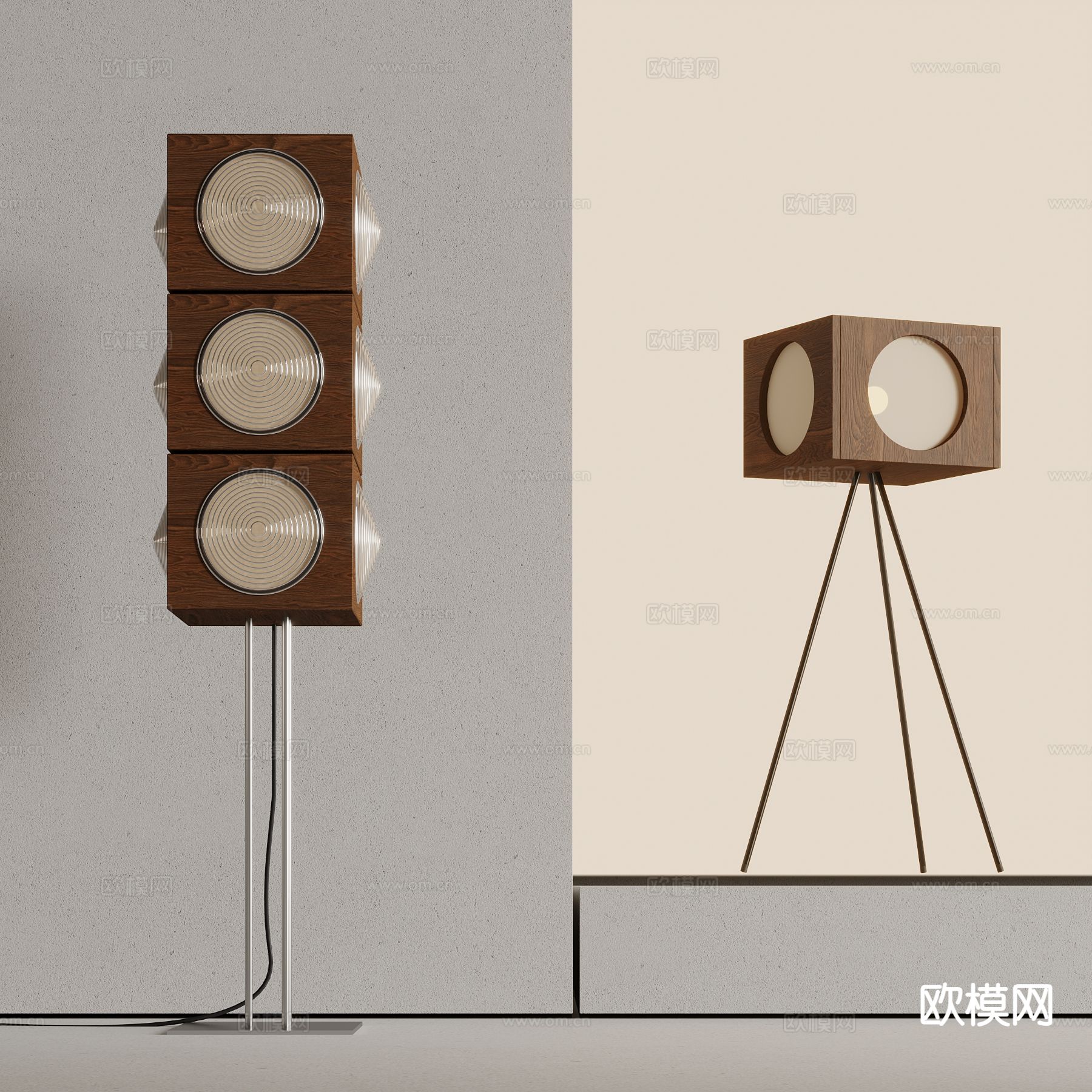 中古风落地灯3d模型下载