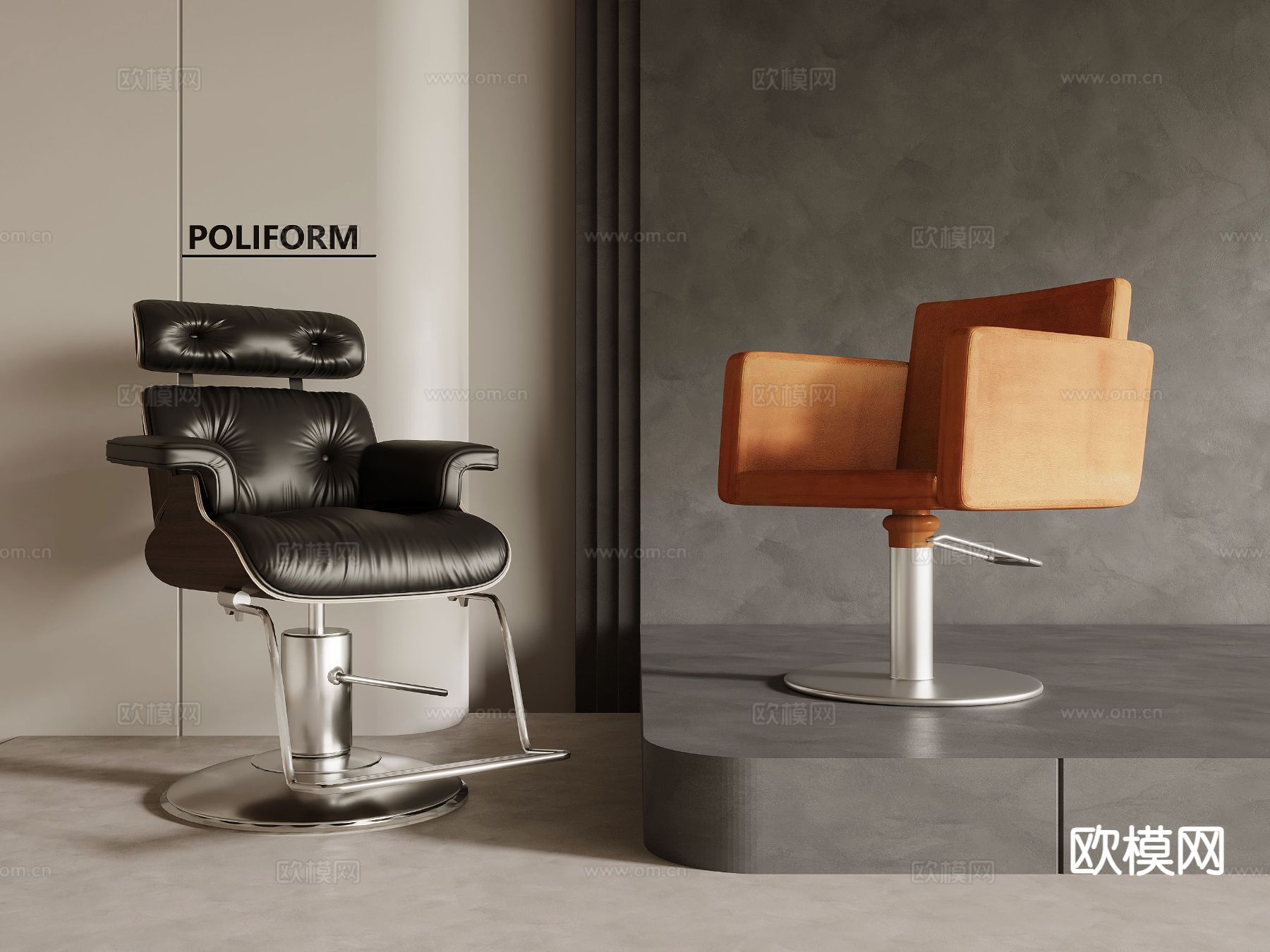 现代理发器材 理发椅3d模型下载