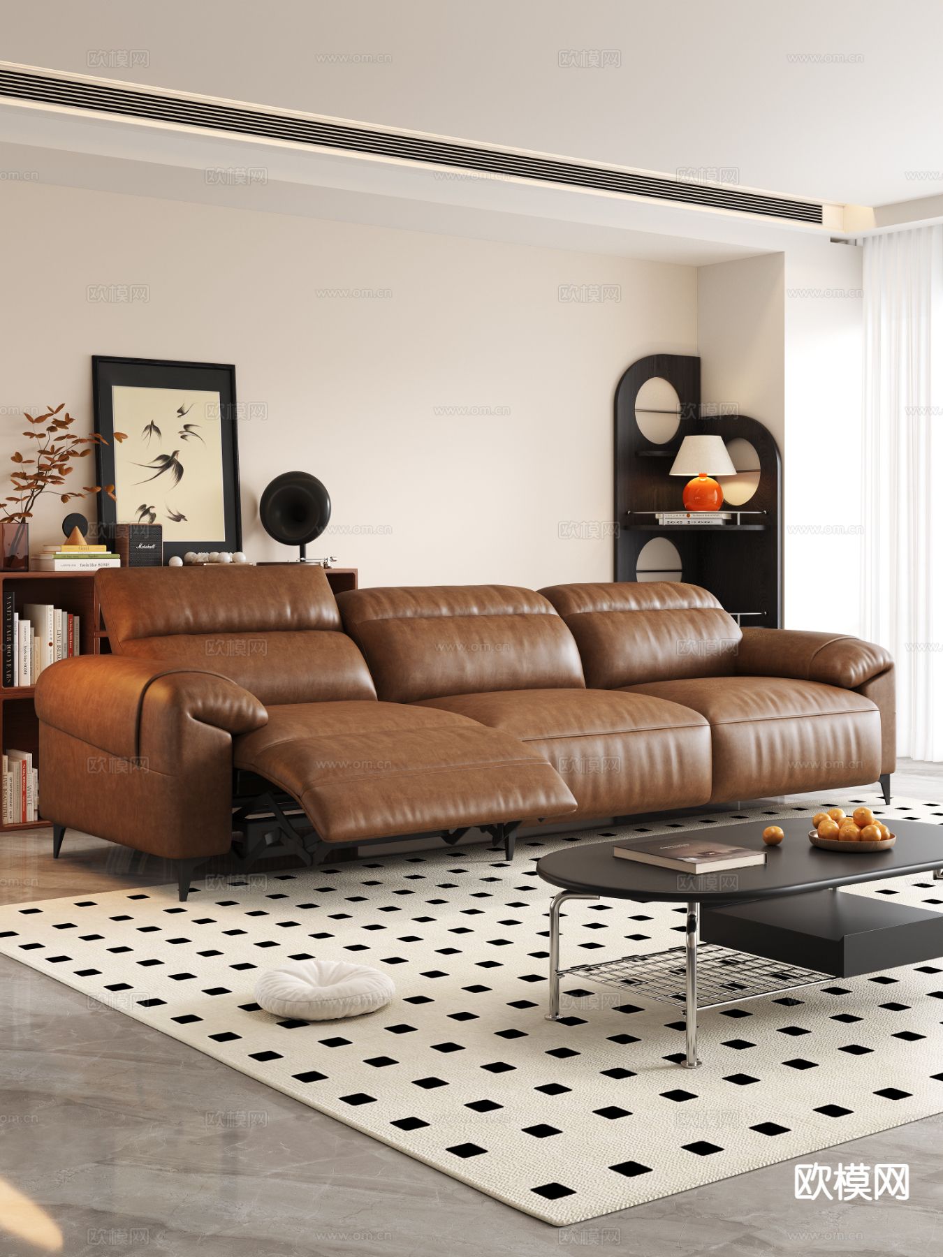 中古风三人沙发 功能沙发 电动沙发3d模型下载