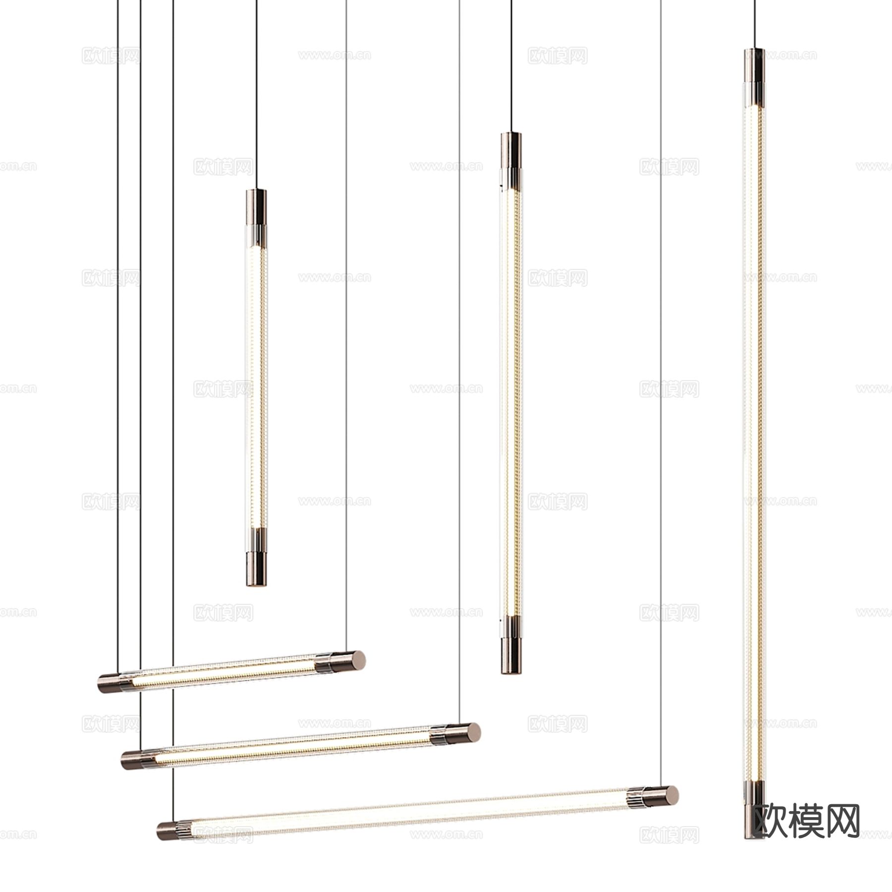 现代长吊灯 条形吊灯3d模型