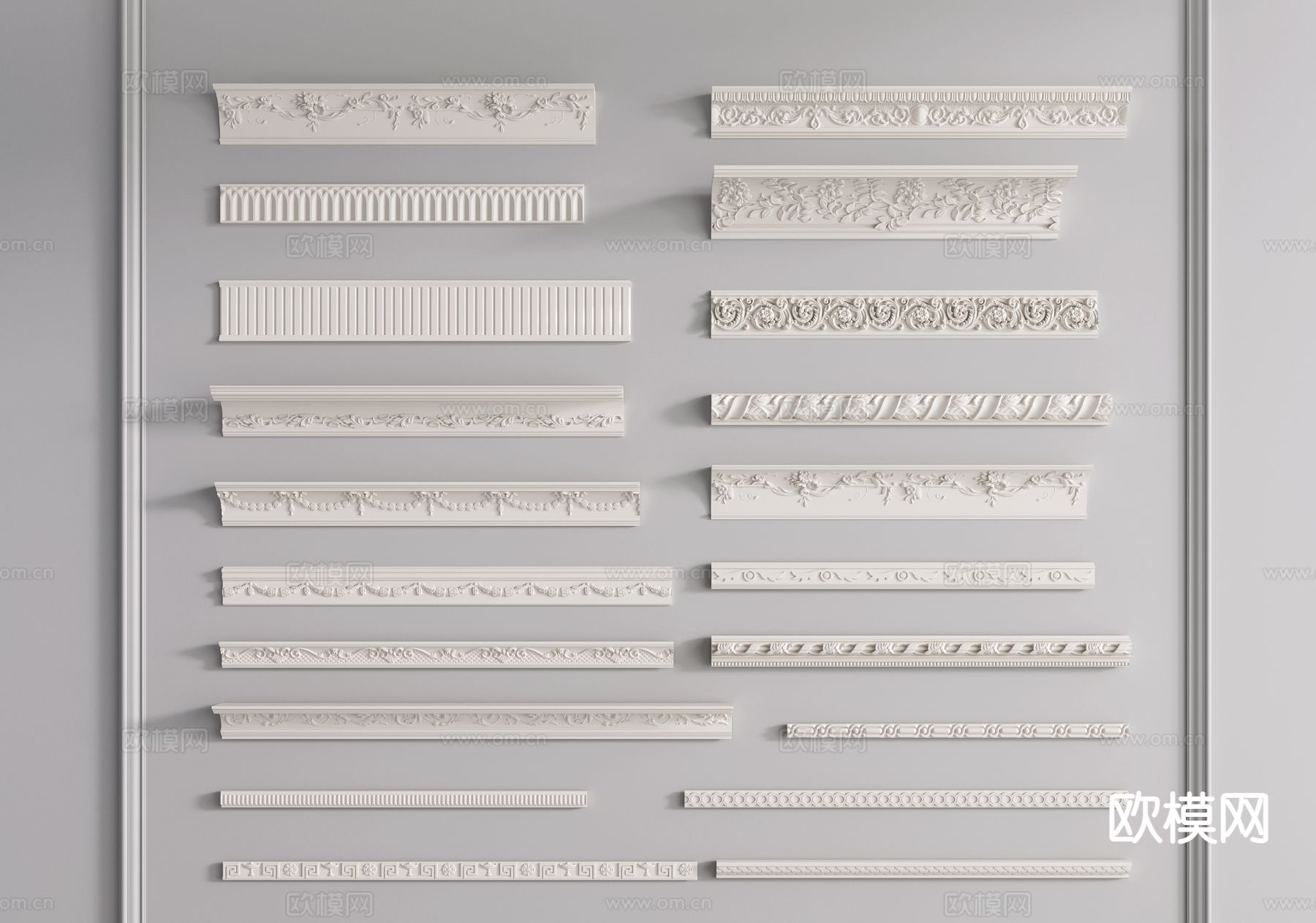 法式雕花线条 石膏线 顶角线3d模型