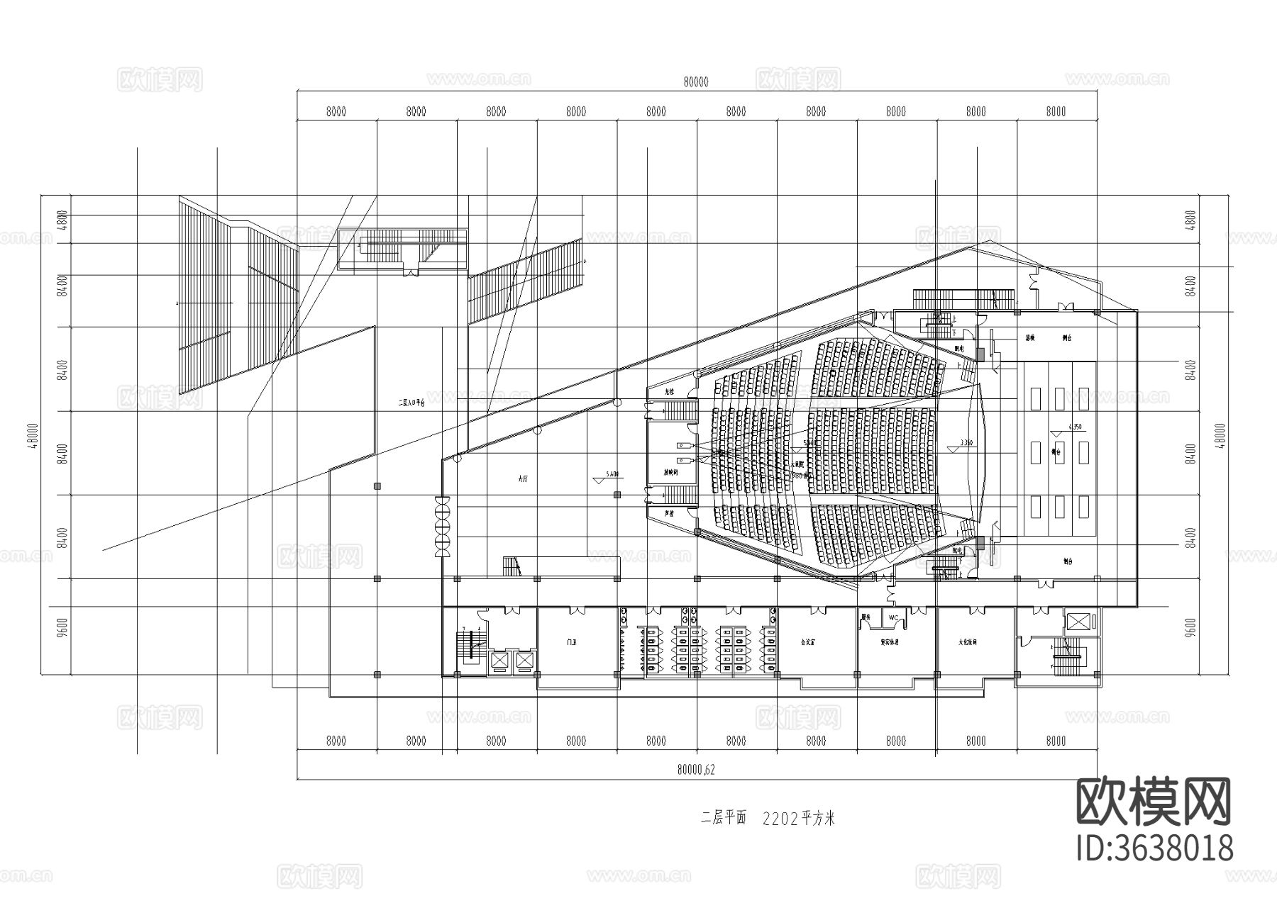 大学生活动建筑楼CAD平面图下载（渲染图4）