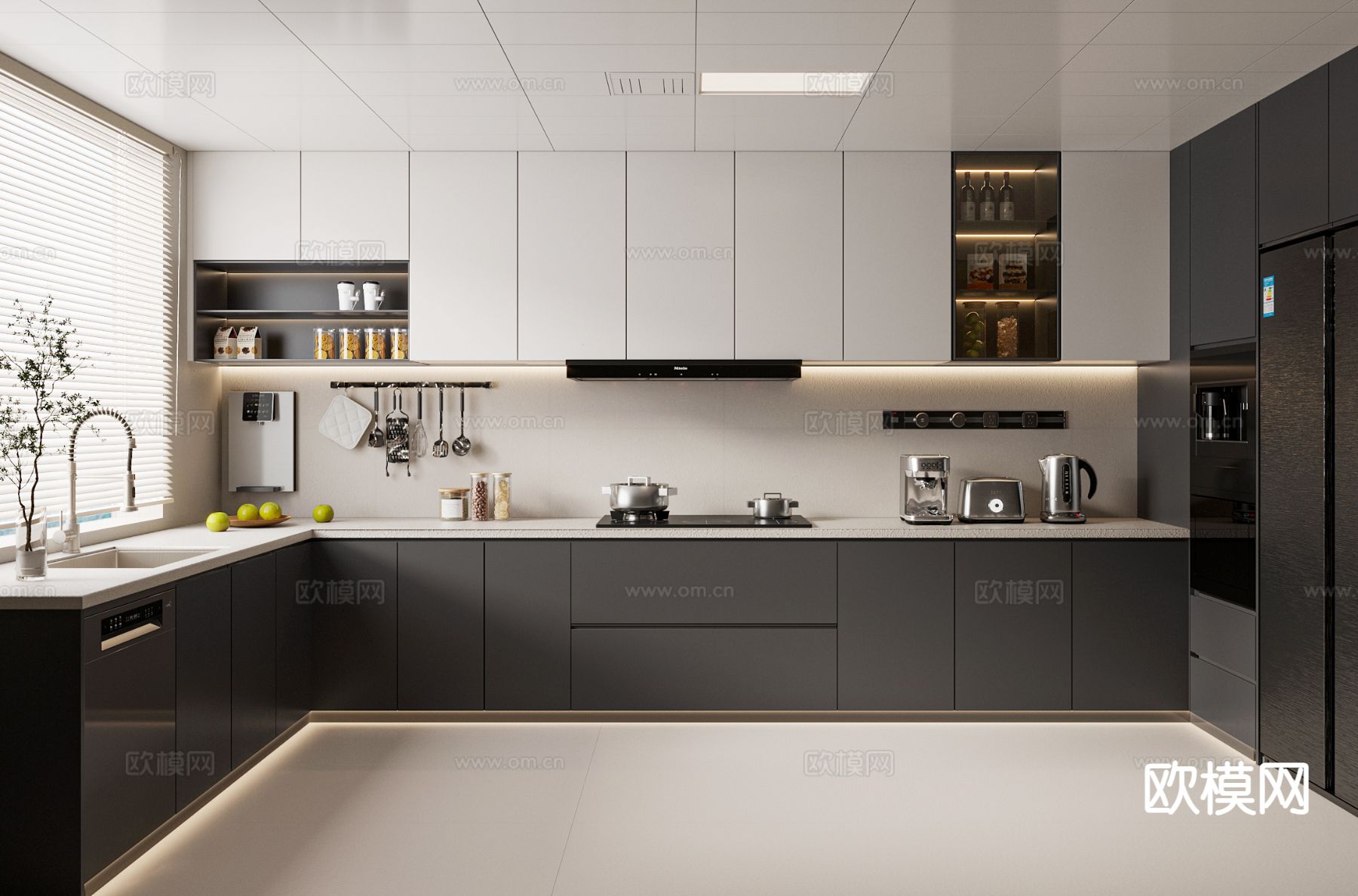 现代厨房 橱柜3d模型下载