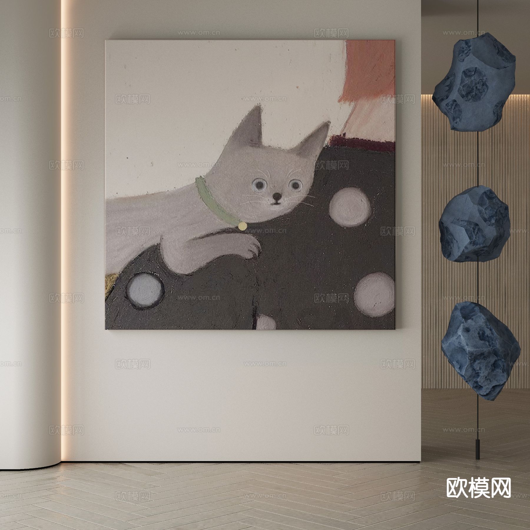 现代装饰画 猫咪挂画3d模型