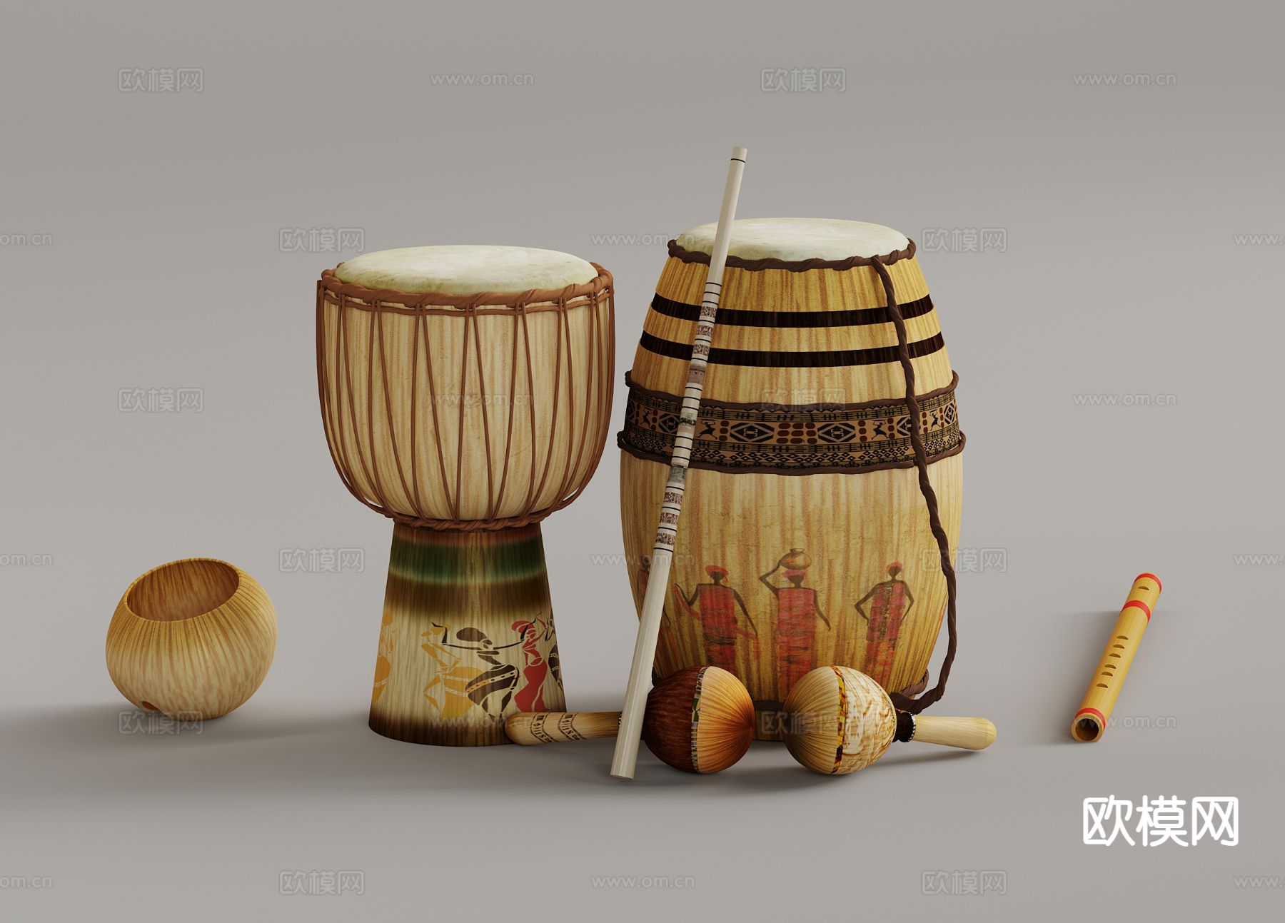 乐器 打鼓 锣鼓 民族鼓3d模型下载