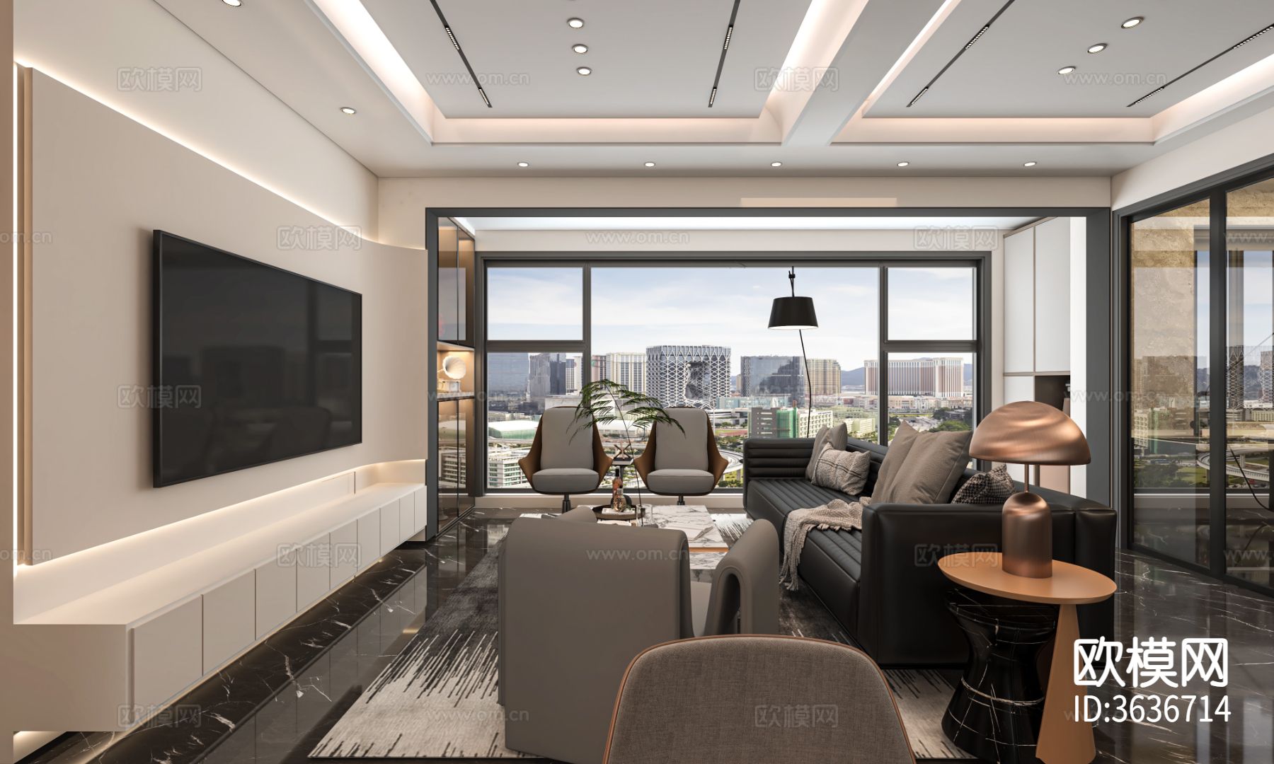 家装两层CAD施工图下载（渲染图4）