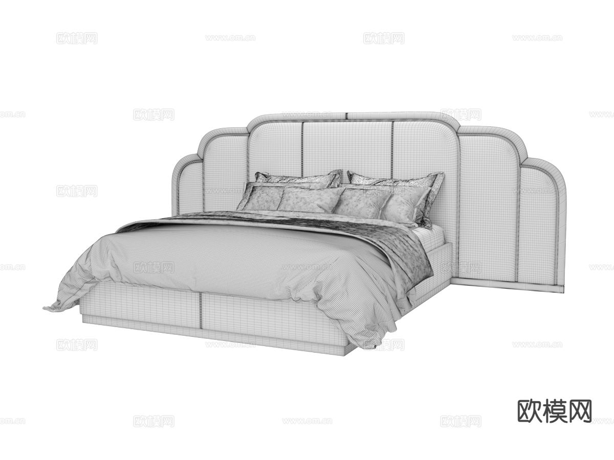 visionnaire轻奢双人床3d模型下载（渲染图2）