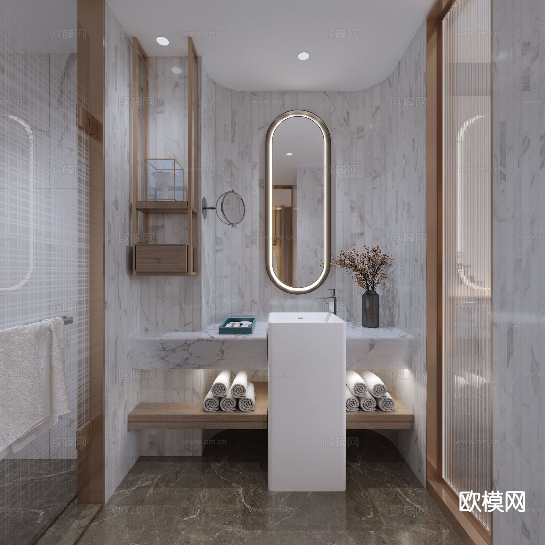 酒店客房 双床房3d模型下载（渲染图2）