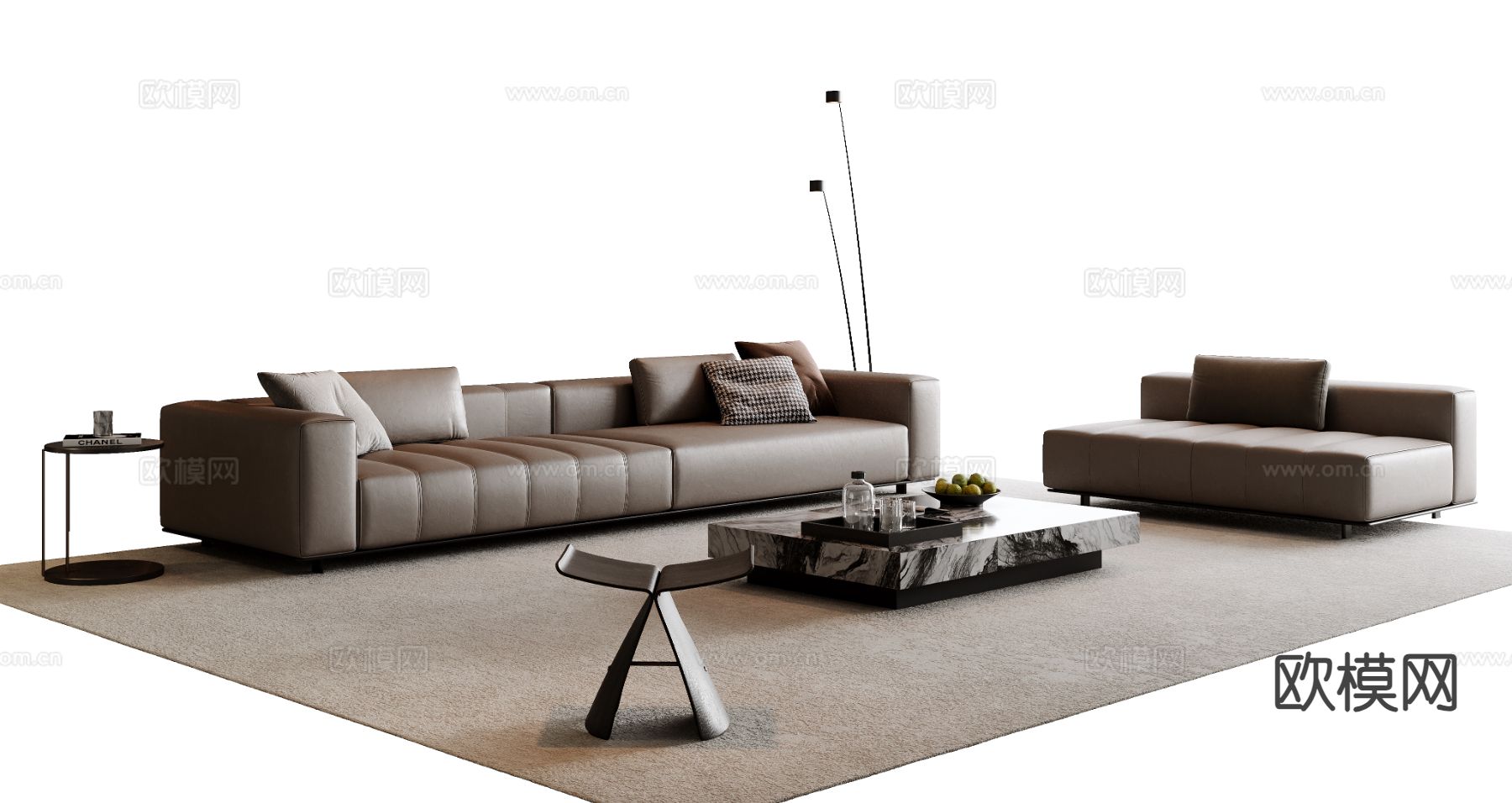 意式组合沙发su模型下载（渲染图2）