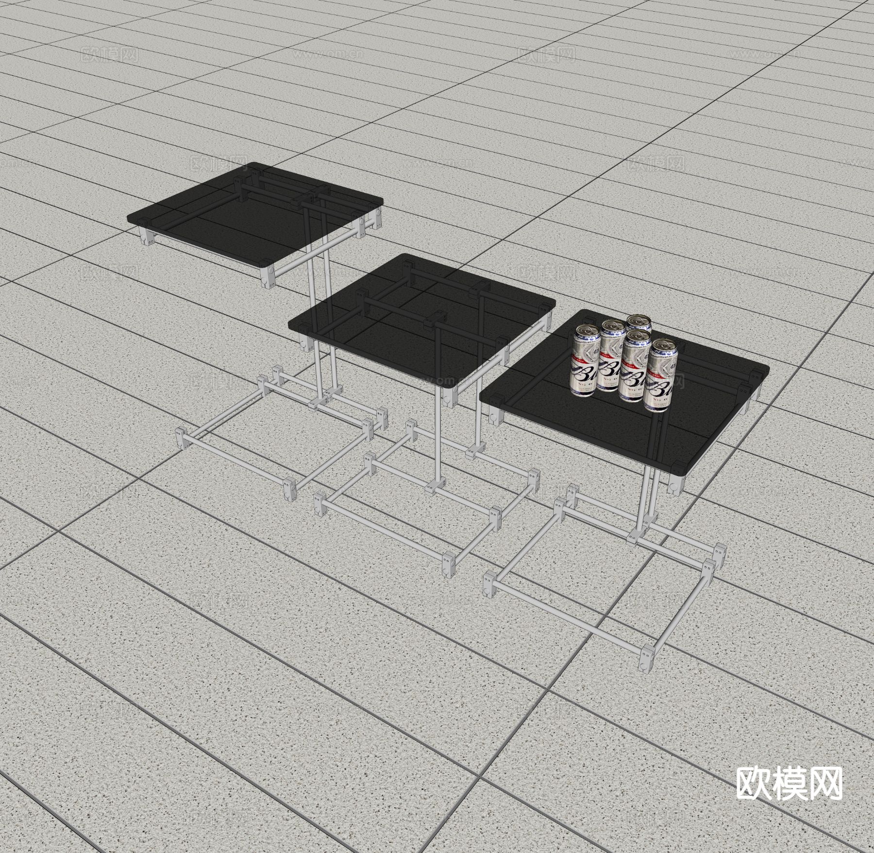 中古风极简边几su模型下载（渲染图1）
