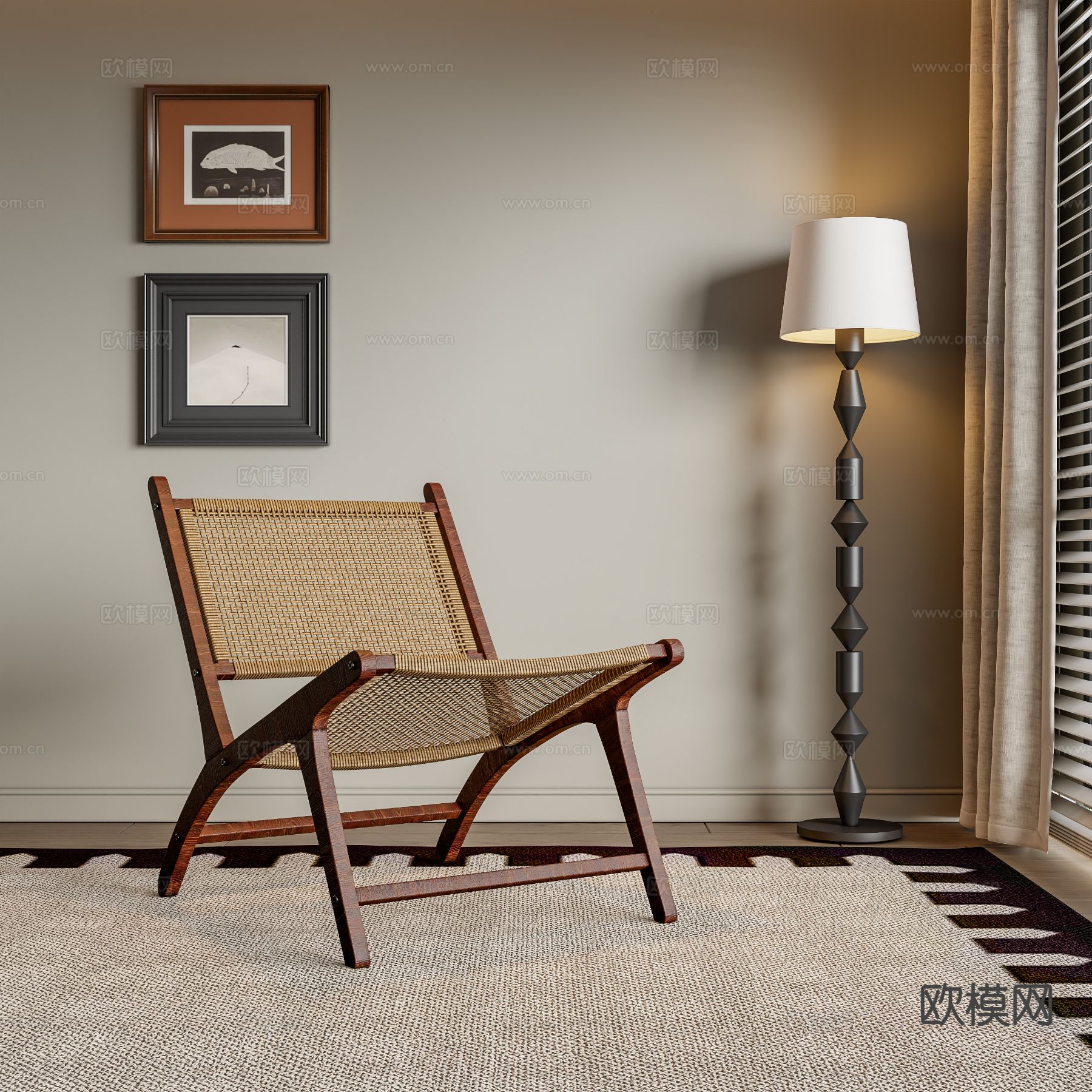 中古风椅子 休闲椅3d模型下载