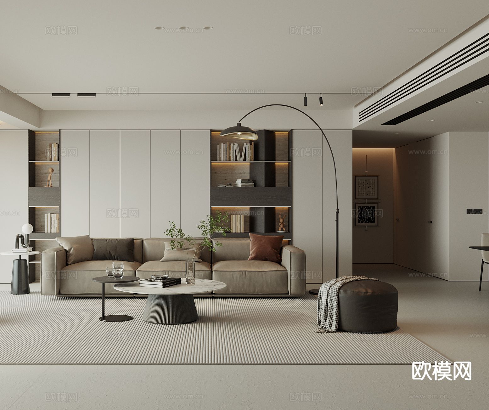 现代客餐厅3d模型下载（渲染图3）