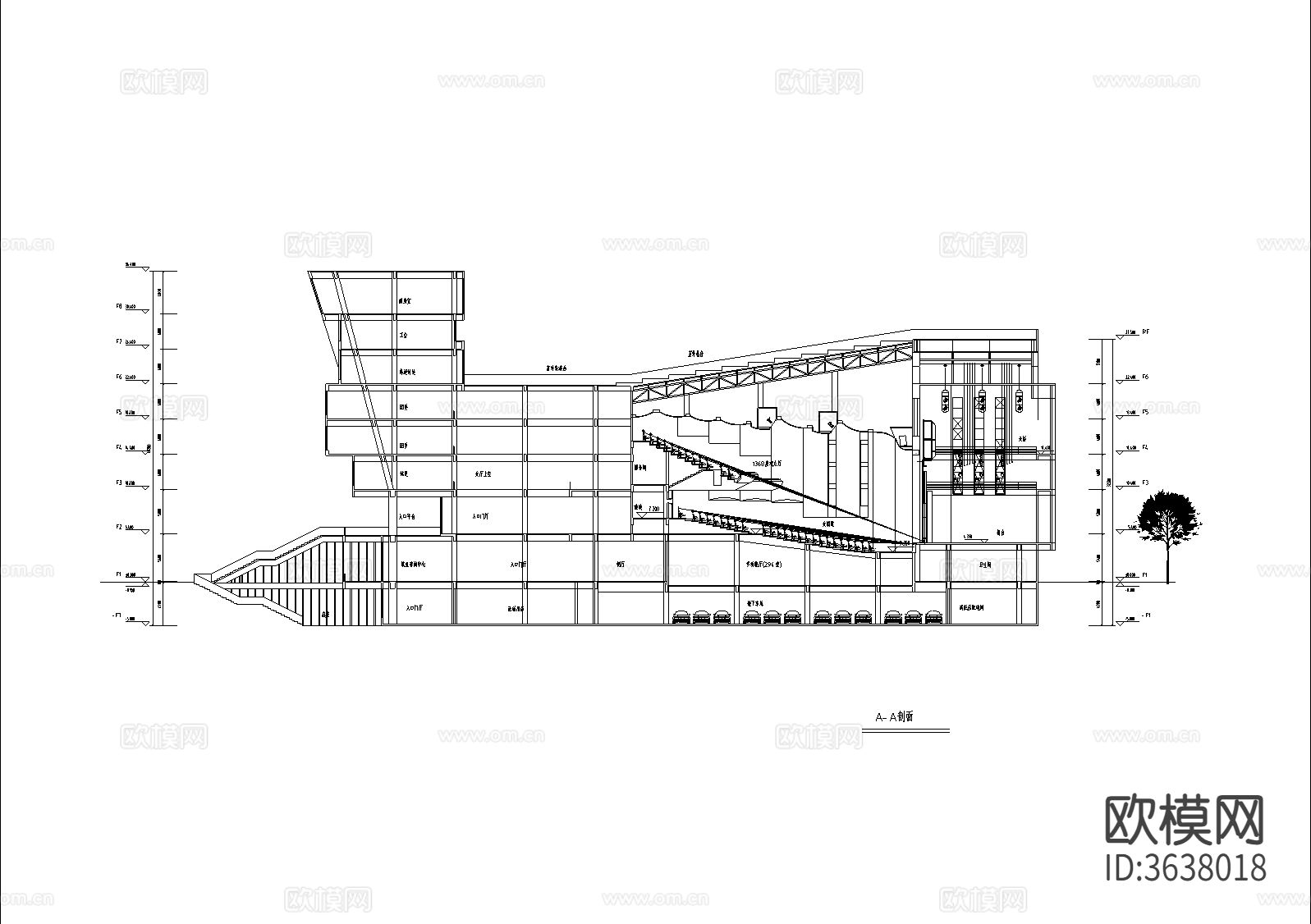 大学生活动建筑楼CAD平面图下载（渲染图6）