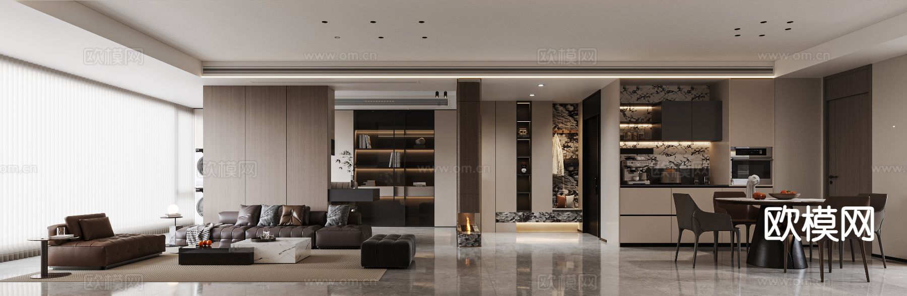 意式客餐厅3d模型下载（渲染图1）