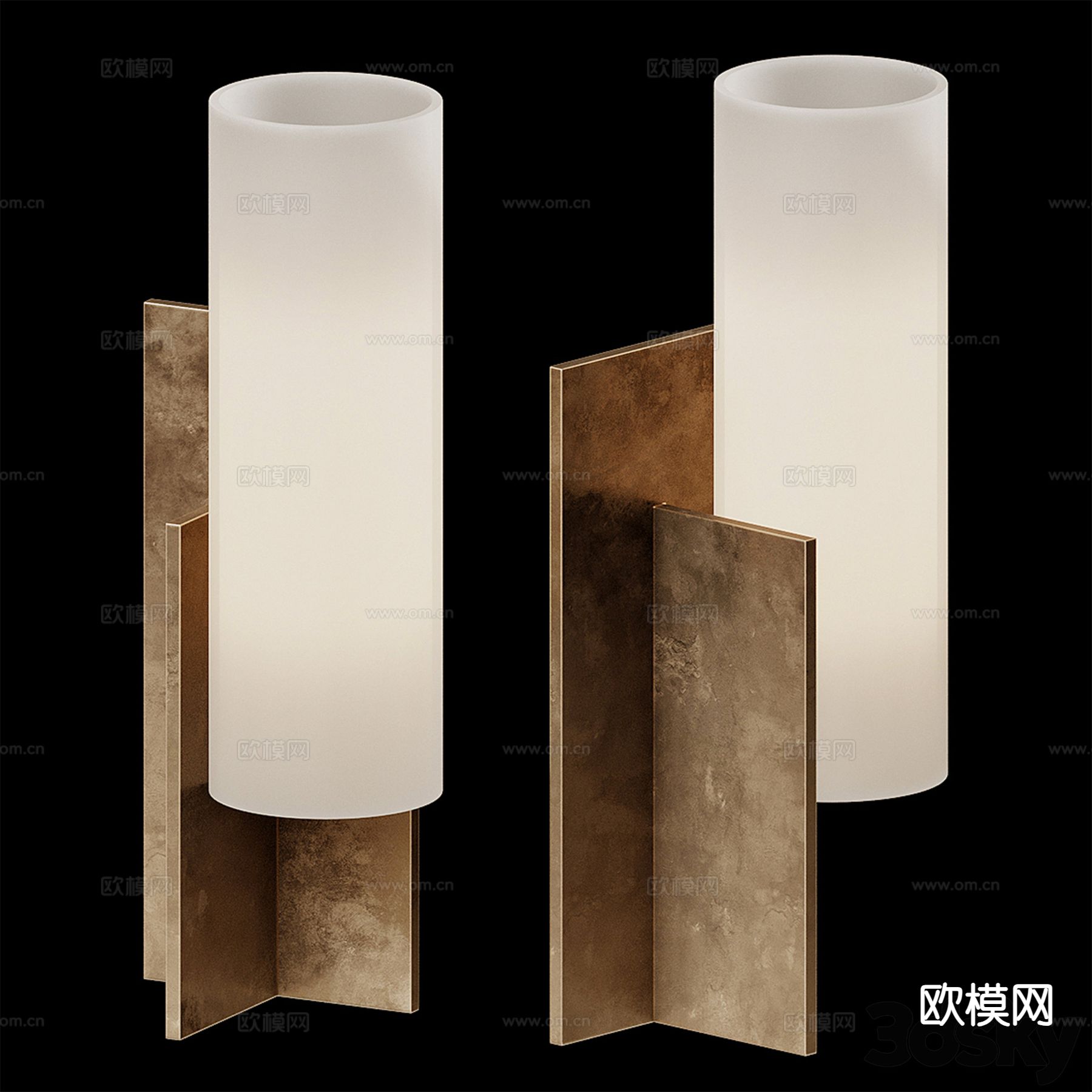 玻璃壁灯3d模型下载（渲染图2）