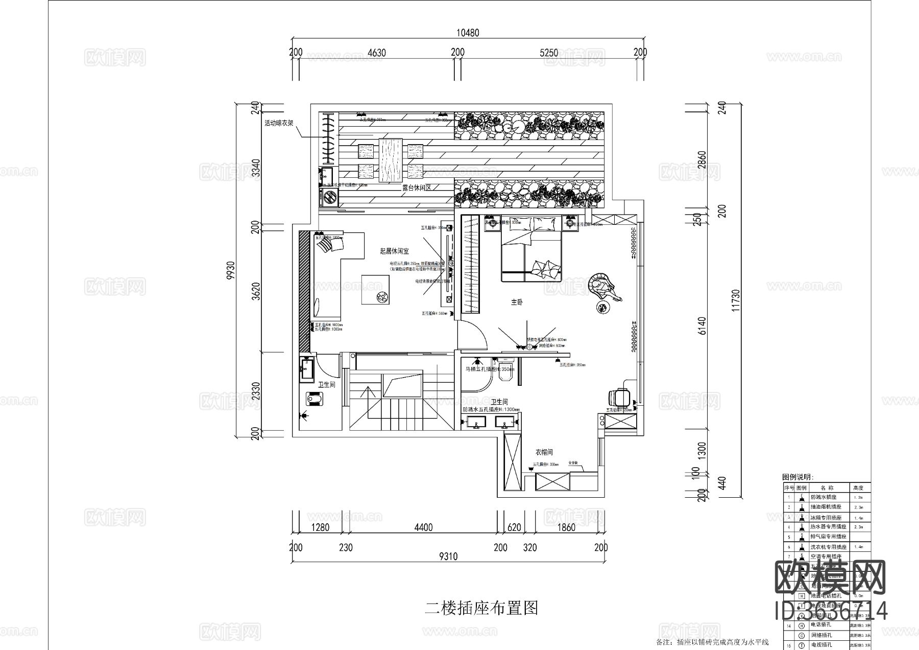 家装两层CAD施工图下载（渲染图6）