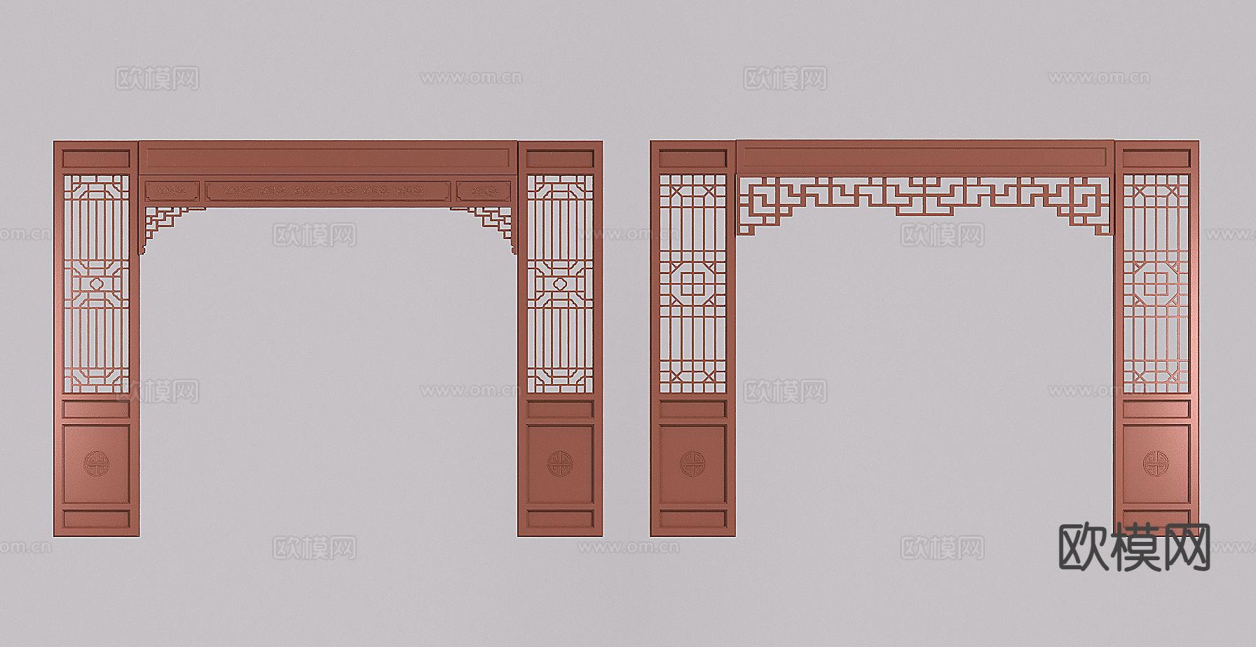新中式花格门洞 雕花垭口 门拱3d模型