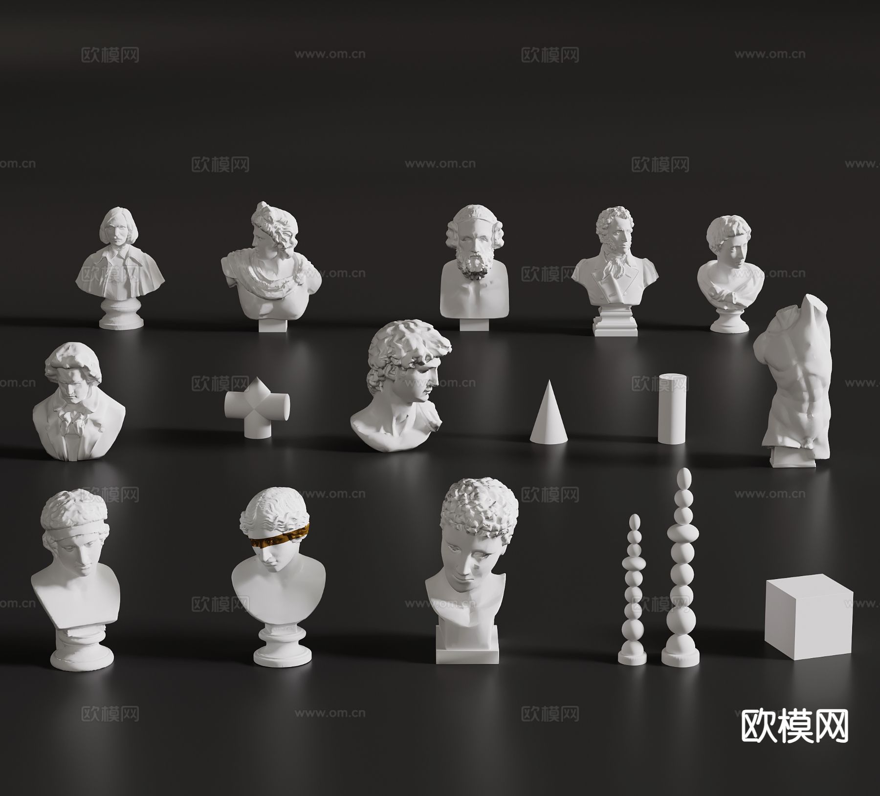 欧式石膏雕塑 人物雕塑 画具摆件3d模型