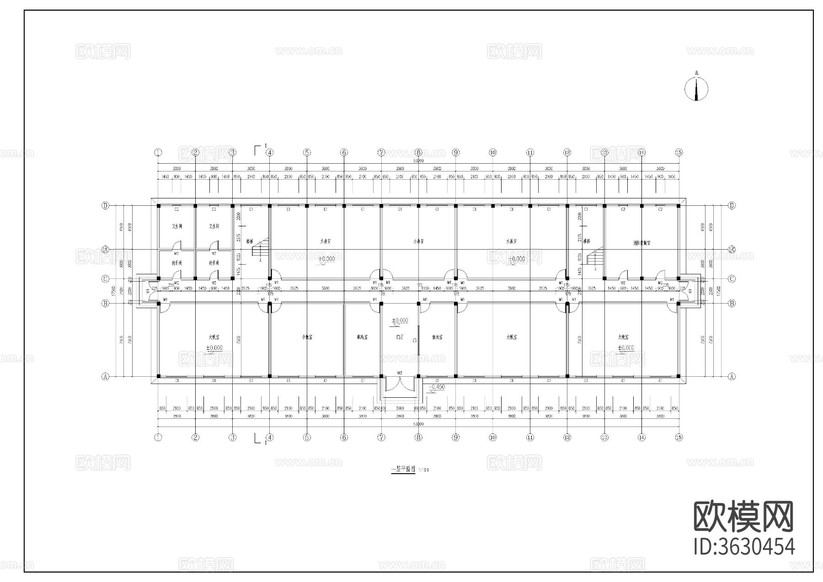 教學(xué)樓建筑cad施工圖下載(渲染圖3)