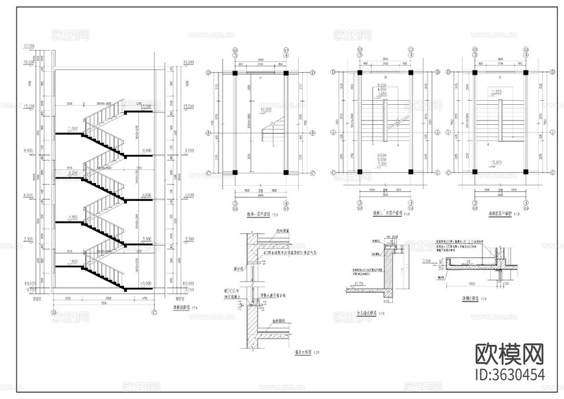 教學(xué)樓建筑cad施工圖下載(渲染圖1)