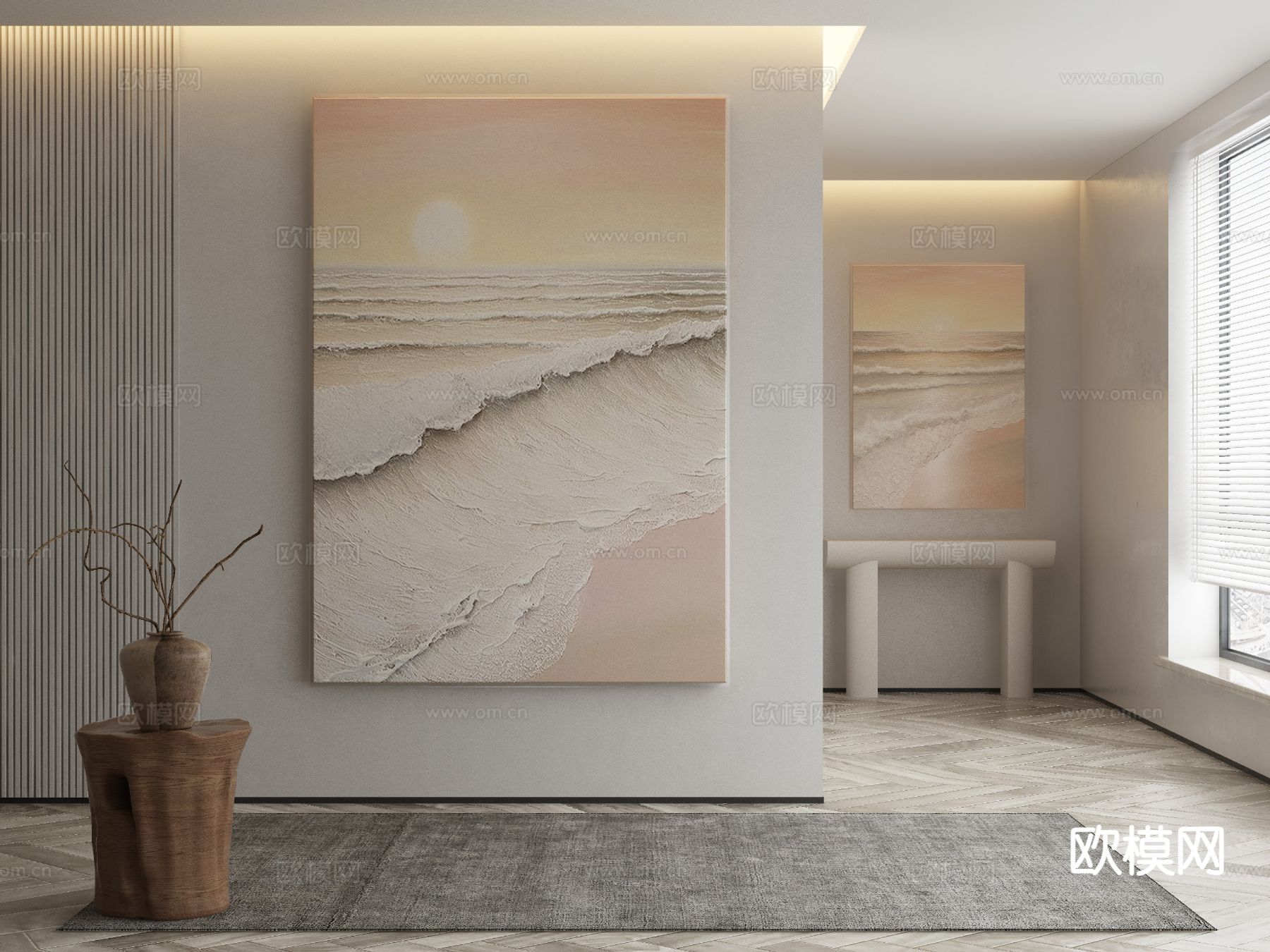 现代装饰画 油画 海浪挂画3d模型