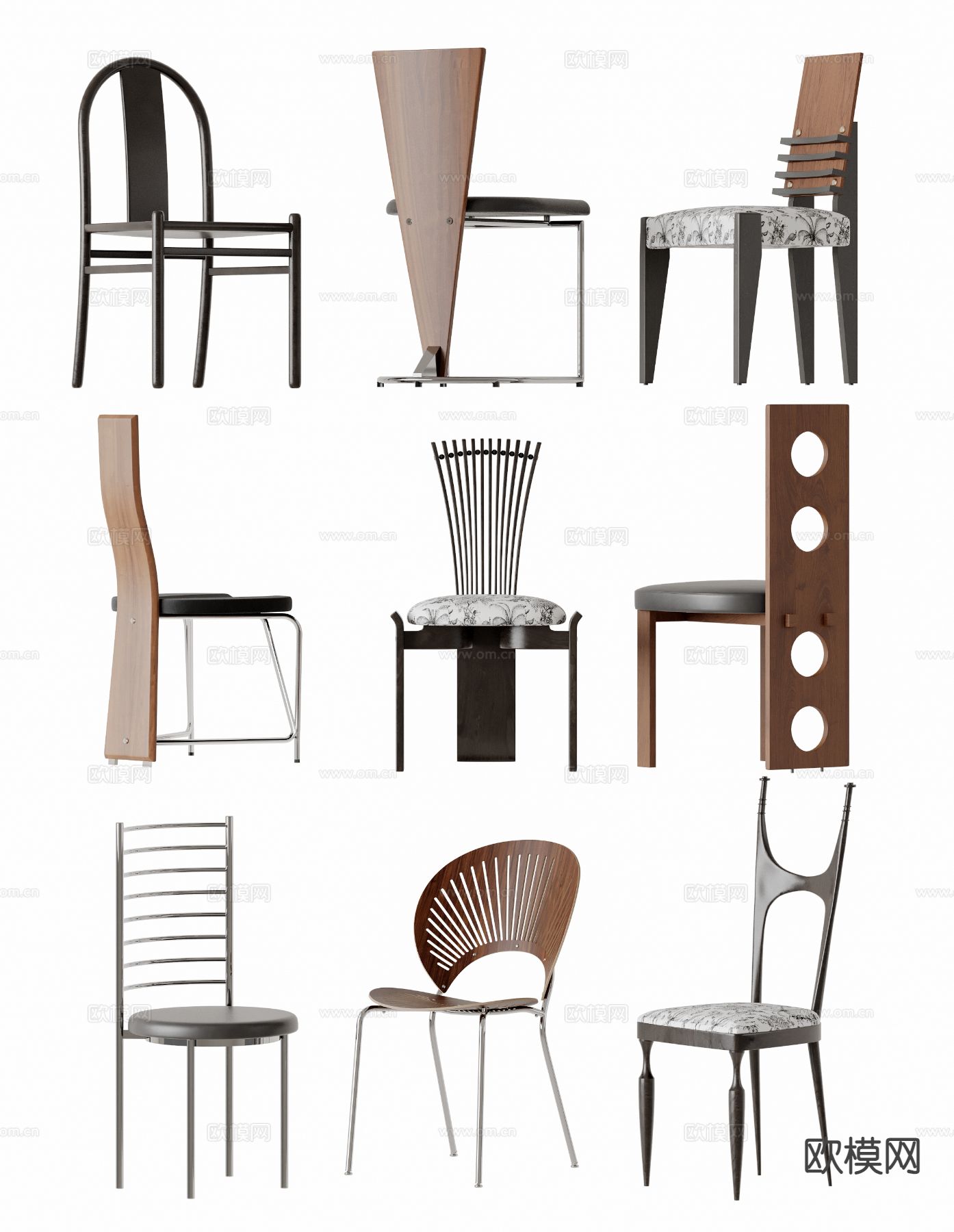 中古风单椅 餐椅su模型下载（渲染图2）