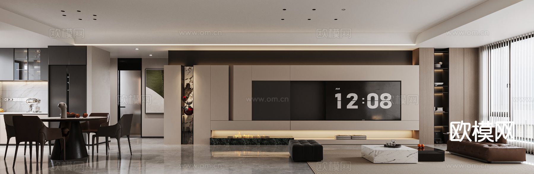 意式客餐厅3d模型下载（渲染图2）