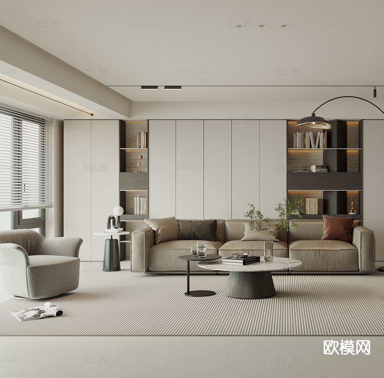 现代客餐厅3d模型下载（渲染图2）