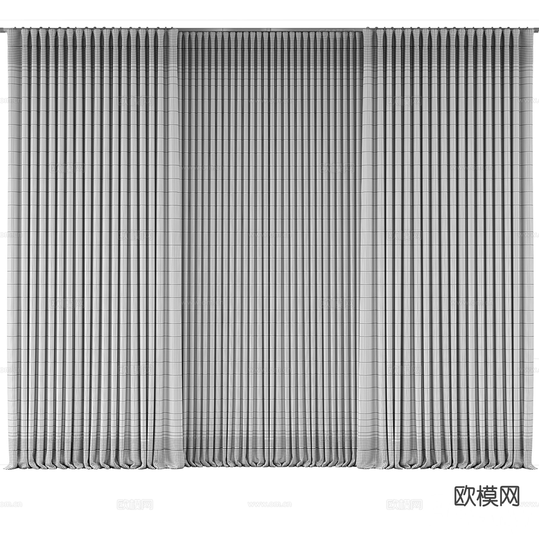 亚麻窗帘 素色窗帘3d模型