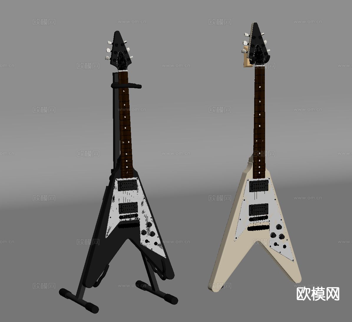 现代乐器 电吉他su模型下载（渲染图1）