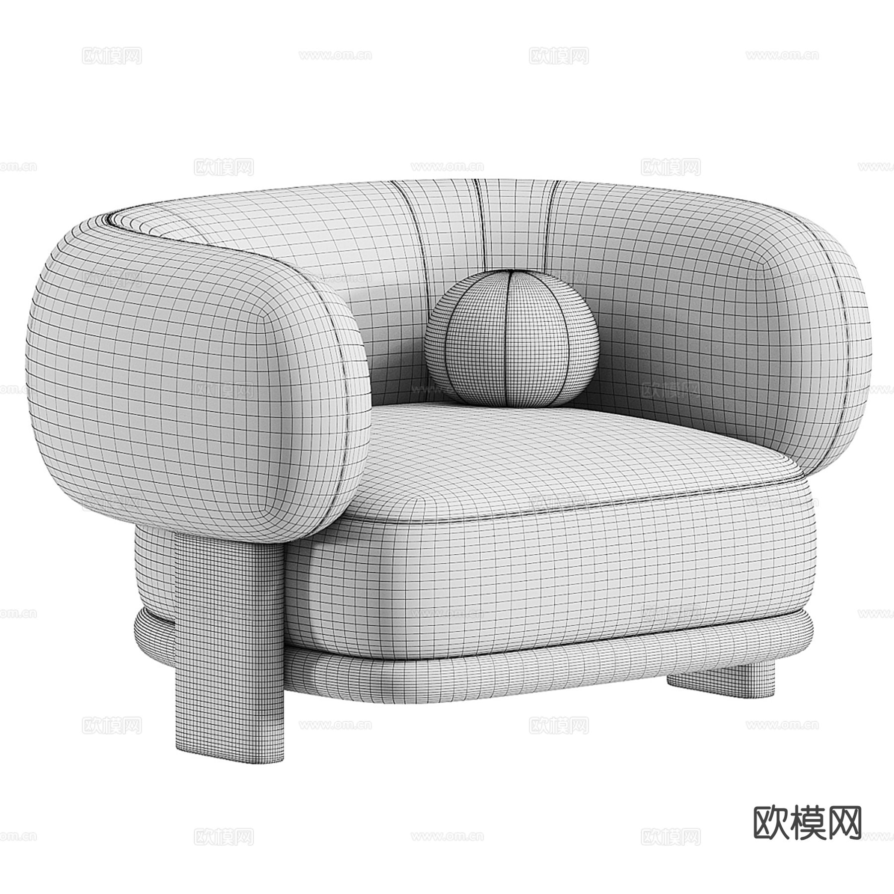 现代单人沙发3d模型下载（渲染图4）