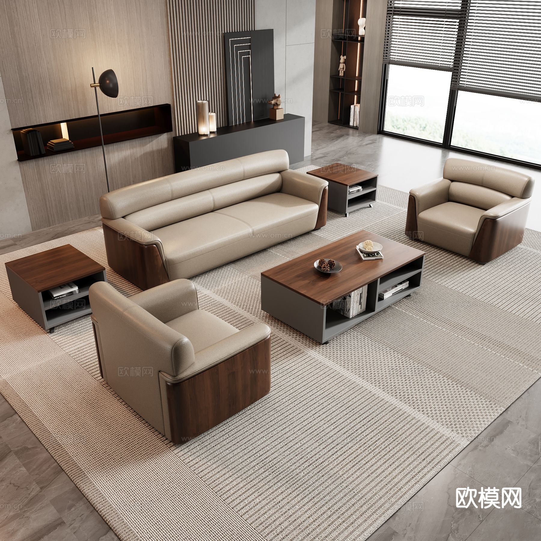 现代办公沙发 组合沙发3d模型下载