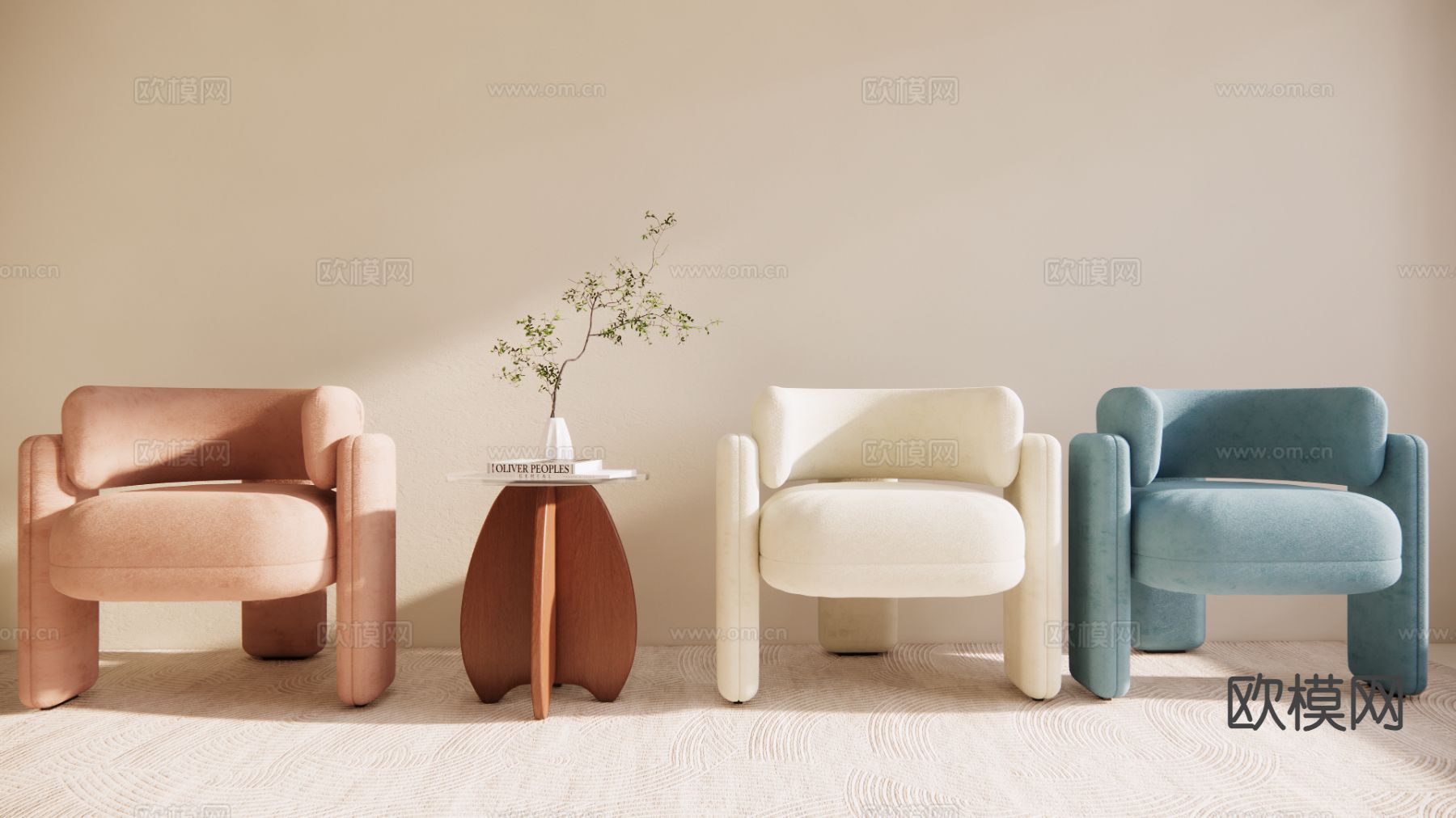 轻奢风沙发椅 休闲椅su模型下载（渲染图3）